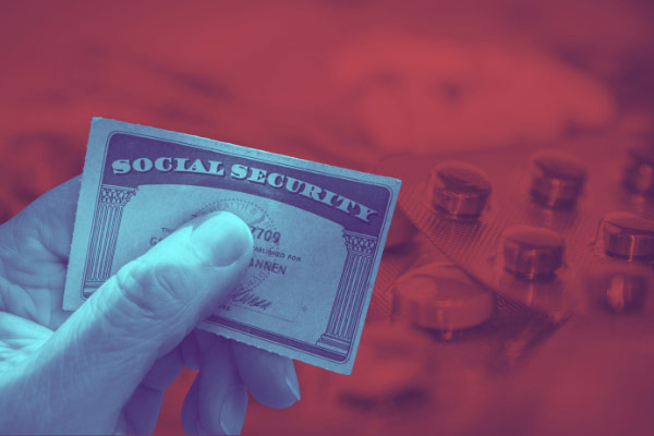 social security card and medicine backround
