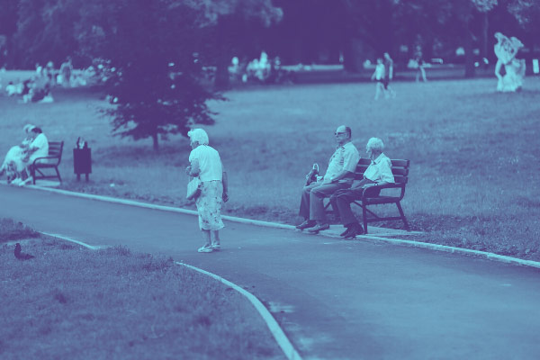 seniors hanging out at park