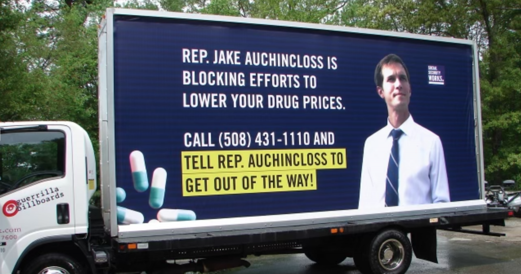 Mobile billboard featuring Jake Auchincloss