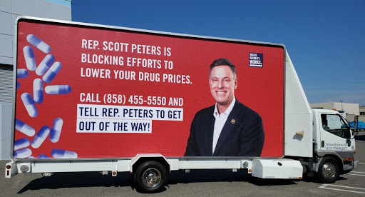 scott peters 2 Mobile billboard truck telling Rep. Scott Peters to stop blocking legislation to lower drug prices